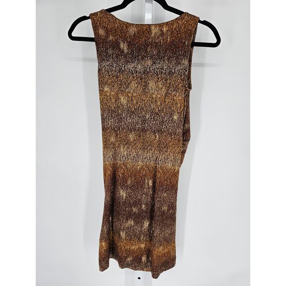 VTG Teenbell Women's Brown & Black Sleeveless Faux Wrap Dress Size S - Picture 2 of 4